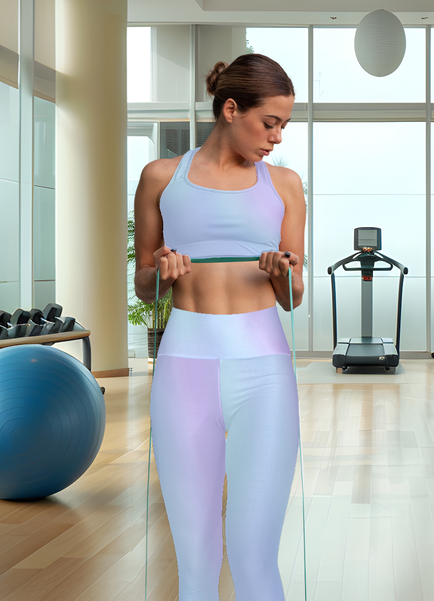 High Waist Yoga Leggings Vibrant Gradient Colored - Light Blue - Printspirationz