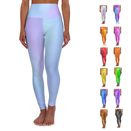 High Waist Yoga Leggings Vibrant Gradient Colored - Light Blue - Printspirationz