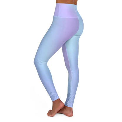 High Waist Yoga Leggings Vibrant Gradient Colored - Light Blue - Printspirationz