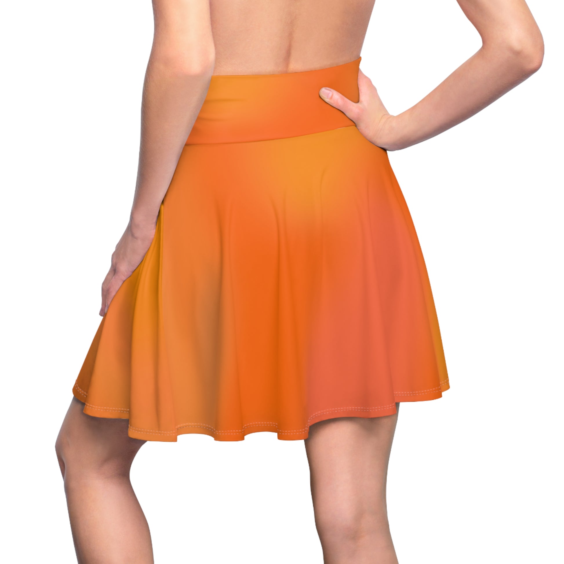 Orange Gradient Colored Skater Skirt - Versatile High Waist Ombre - Perfect for Mixing and Matching Colors (AOP) - Printspirationz
