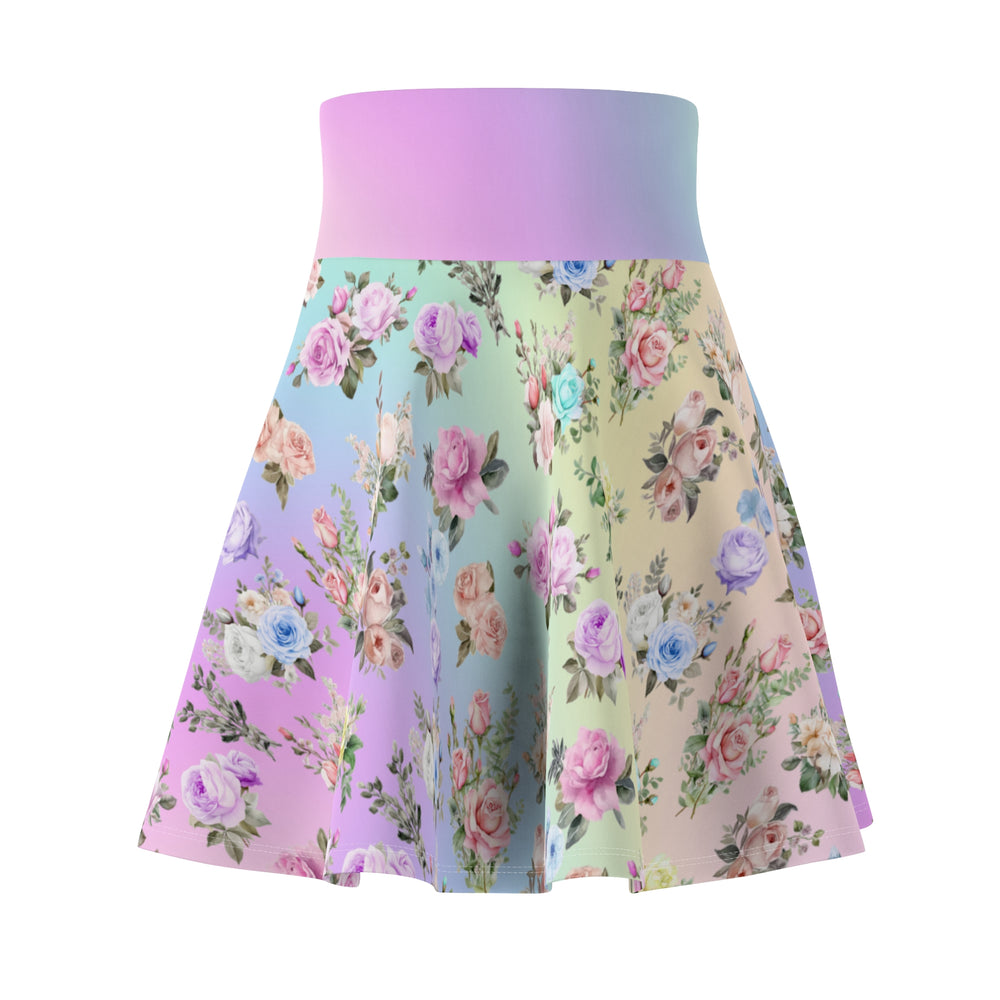 Pastel Rainbow Colored Roses Skater Skirt - Cute. Flirty, and Feminine Design for Spring