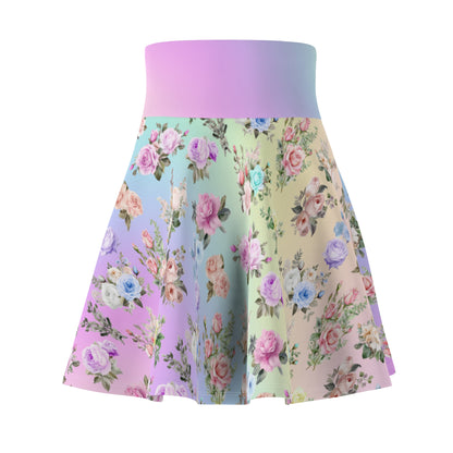 Pastel Rainbow Colored Roses Skater Skirt - Cute. Flirty, and Feminine Design for Spring - Printspirationz