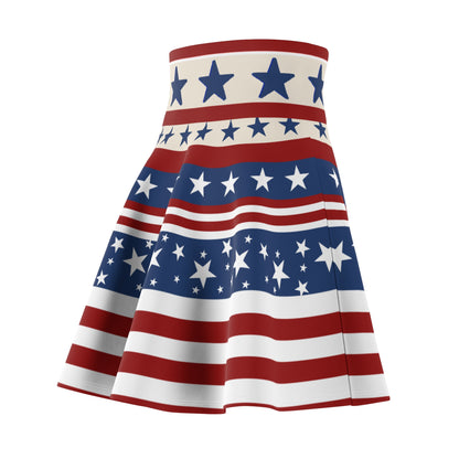 Patriotic Skater Skirt with USA Flag Inspired Design - Red, White, and Blue Style - Printspirationz