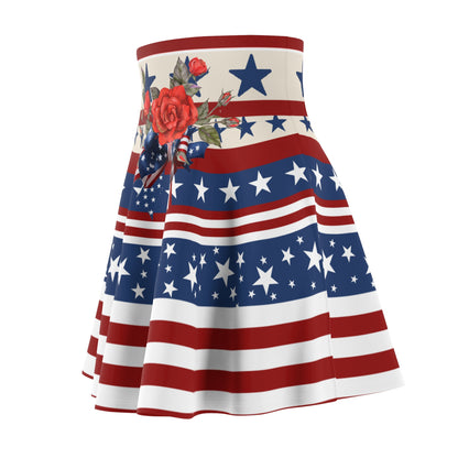 Patriotic Skater Skirt with USA Flag Inspired Design - Red, White, and Blue Style - Printspirationz
