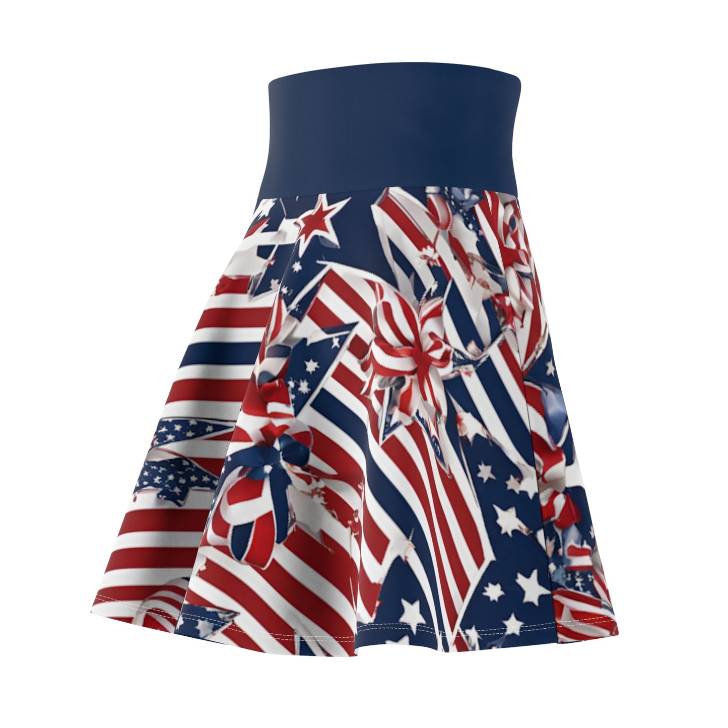 Patriotic Skater Skirt with USA Flag Inspired Design - Red, White, and Blue Style - Printspirationz