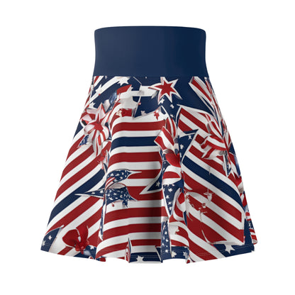 Patriotic Skater Skirt with USA Flag Inspired Design - Red, White, and Blue Style - Printspirationz