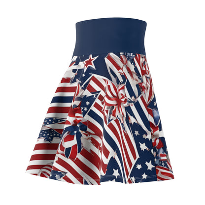 Patriotic Skater Skirt with USA Flag Inspired Design - Red, White, and Blue Style - Printspirationz