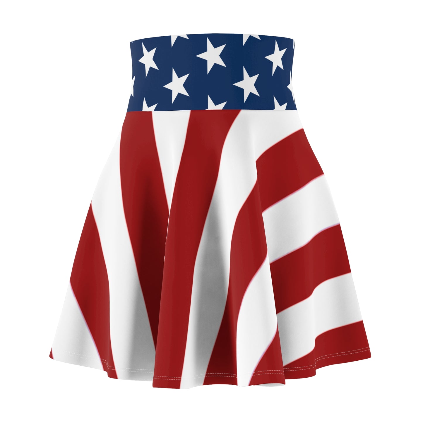Patriotic Skater Skirt with USA Flag Inspired Design - Red, White, and Blue Style - Printspirationz