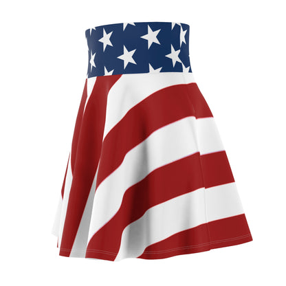 Patriotic Skater Skirt with USA Flag Inspired Design - Red, White, and Blue Style - Printspirationz
