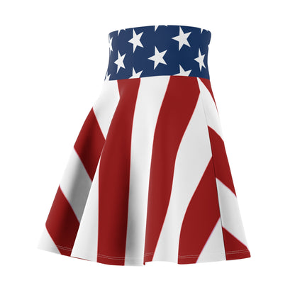 Patriotic Skater Skirt with USA Flag Inspired Design - Red, White, and Blue Style - Printspirationz