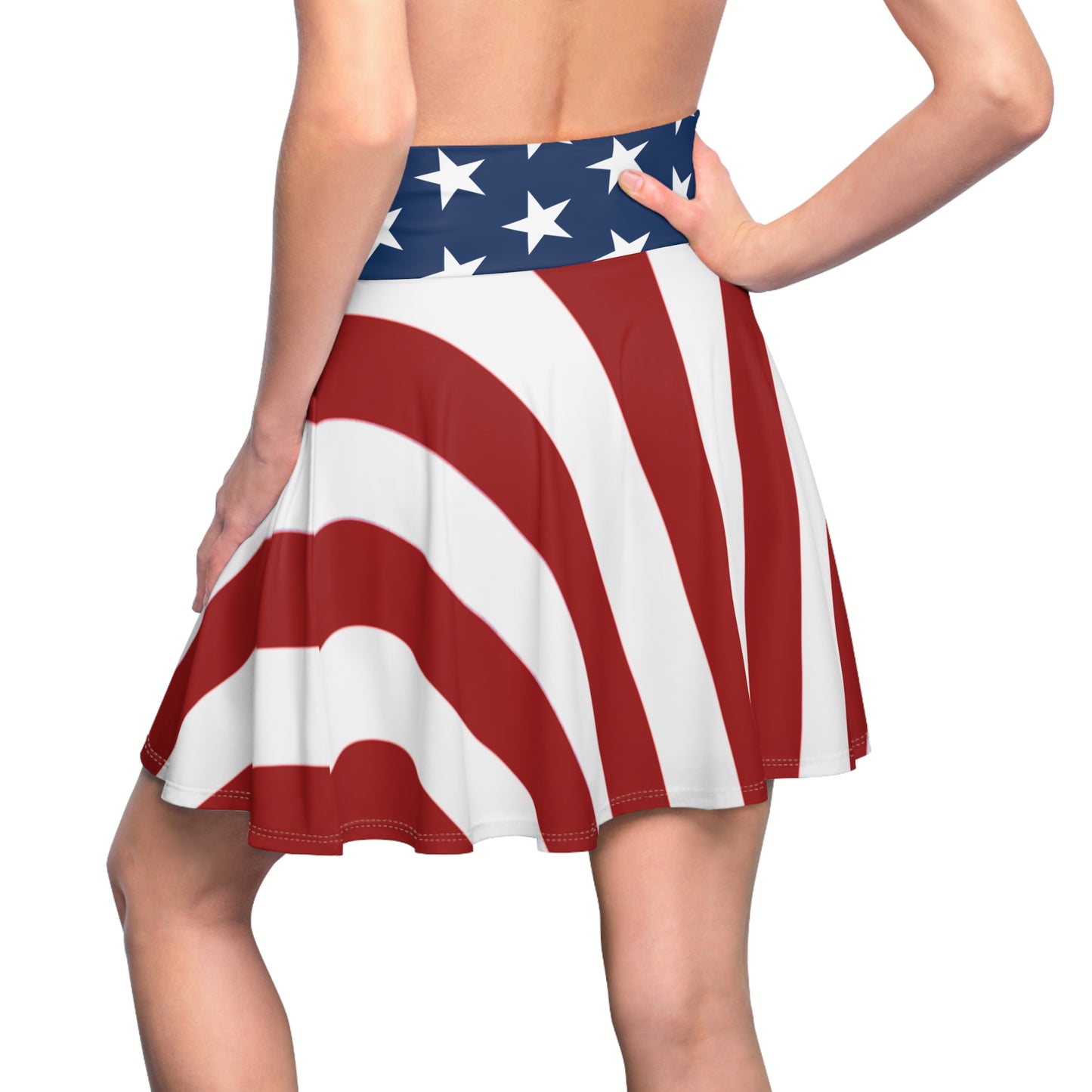 Patriotic Skater Skirt with USA Flag Inspired Design - Red, White, and Blue Style - Printspirationz