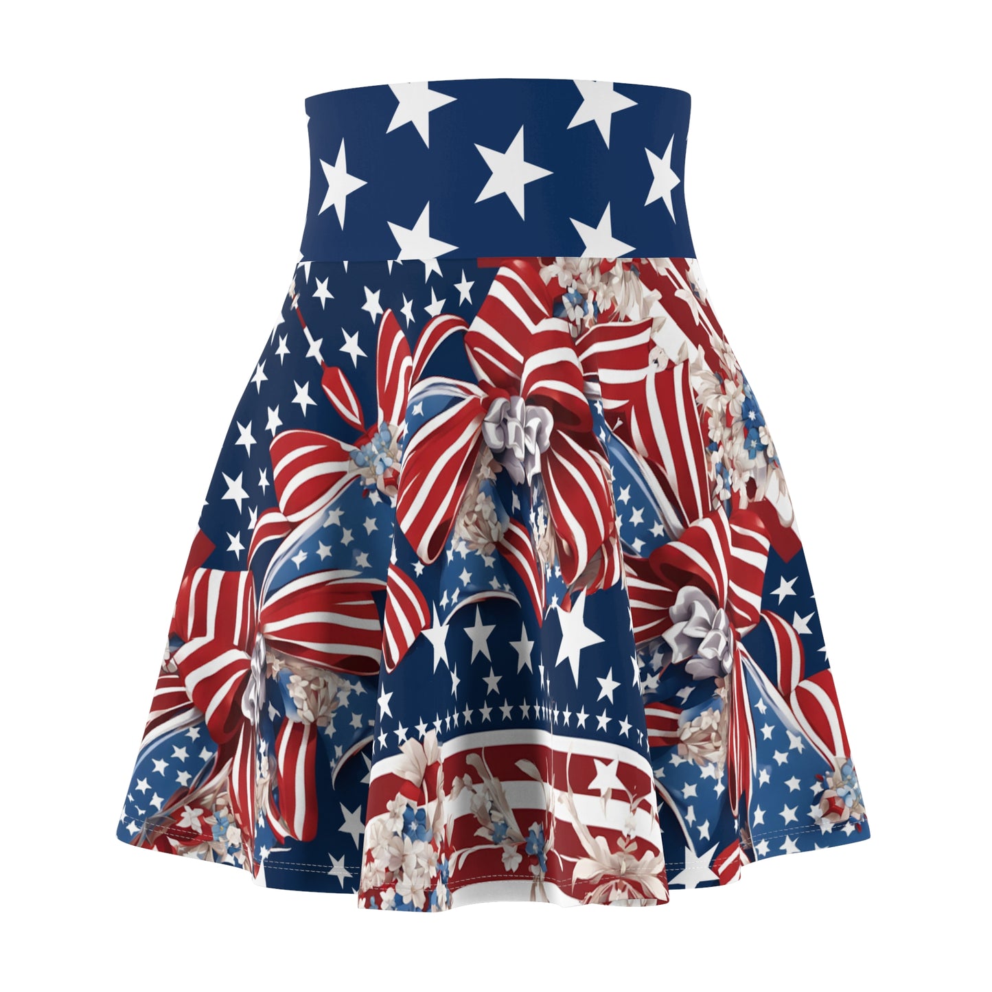 Patriotic Skater Skirt with USA Flag Inspired Design - Red, White, and Blue Style - Printspirationz
