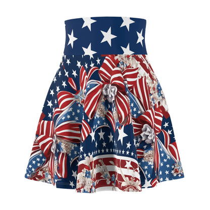 Patriotic Skater Skirt with USA Flag Inspired Design - Red, White, and Blue Style - Printspirationz