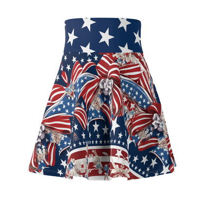 Patriotic Skater Skirt with USA Flag Inspired Design - Red, White, and Blue Style - Printspirationz