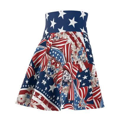 Patriotic Skater Skirt with USA Flag Inspired Design - Red, White, and Blue Style - Printspirationz
