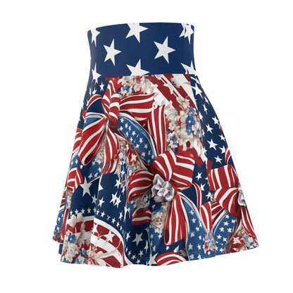 Patriotic Skater Skirt with USA Flag Inspired Design - Red, White, and Blue Style - Printspirationz