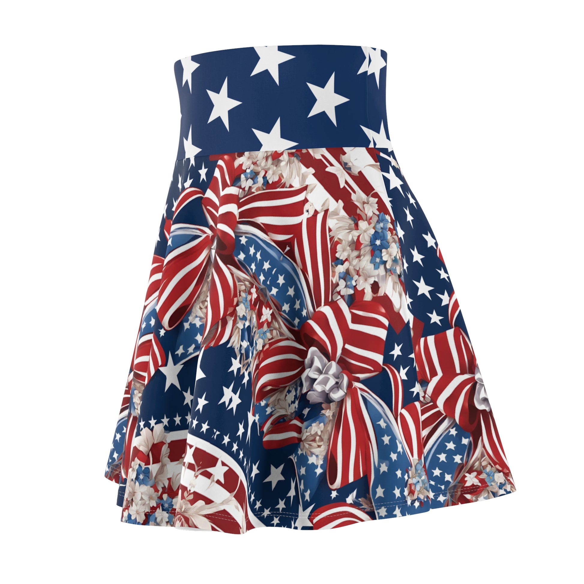 Patriotic Skater Skirt with USA Flag Inspired Design - Red, White, and Blue Style - Printspirationz