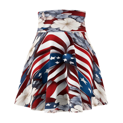 Patriotic Skater Skirt with USA Flag Inspired Design - Red, White, and Blue Style - Printspirationz
