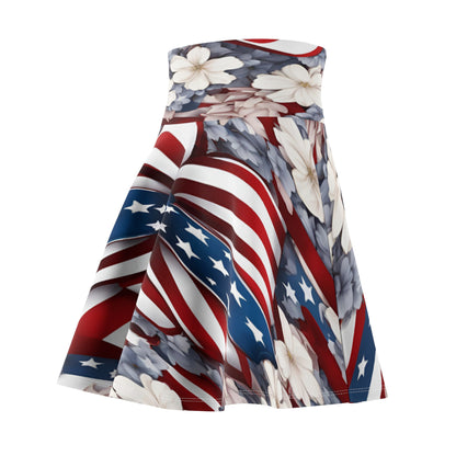 Patriotic Skater Skirt with USA Flag Inspired Design - Red, White, and Blue Style - Printspirationz