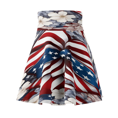 Patriotic Skater Skirt with USA Flag Inspired Design - Red, White, and Blue Style - Printspirationz