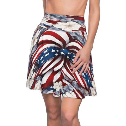 Patriotic Skater Skirt with USA Flag Inspired Design - Red, White, and Blue Style - Printspirationz