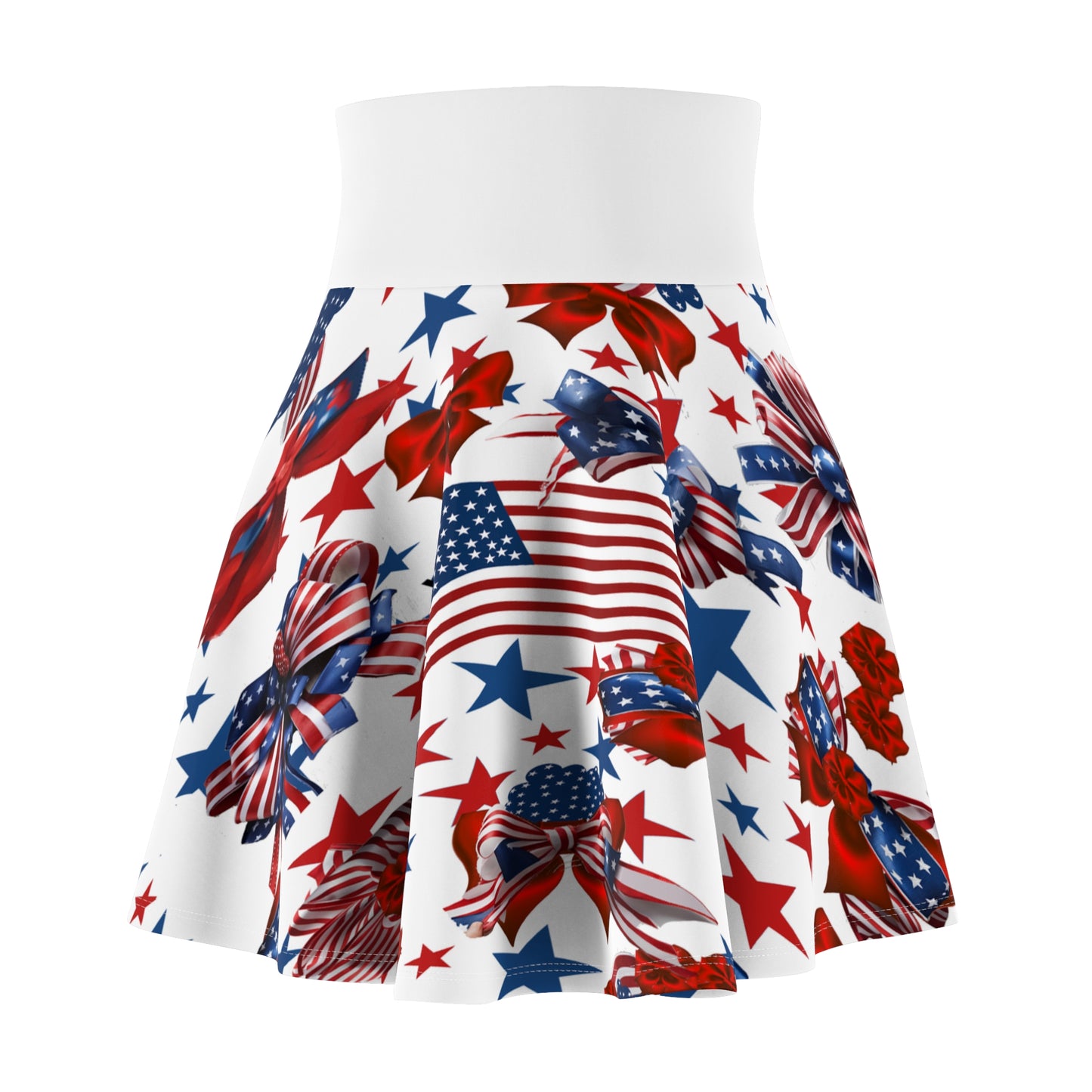 Patriotic Skater Skirt with USA Flag Inspired Design - Red, White, and Blue Style - Printspirationz