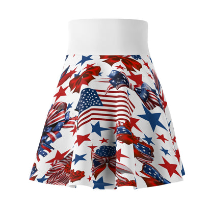 Patriotic Skater Skirt with USA Flag Inspired Design - Red, White, and Blue Style - Printspirationz