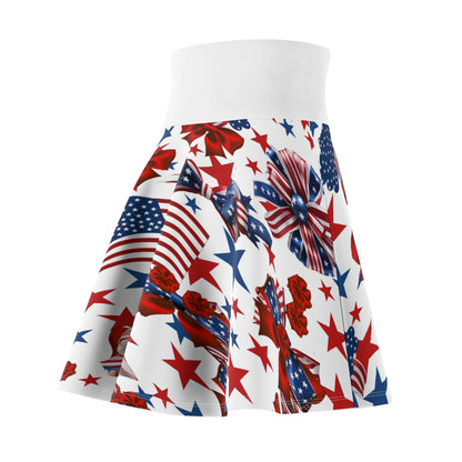 Patriotic Skater Skirt with USA Flag Inspired Design - Red, White, and Blue Style - Printspirationz