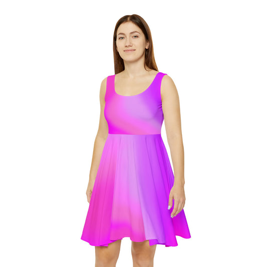 Pink Gradient Colored Skater Dress - Perfect for any Occasion, Flowy & Feminine Everyday Style - Printspirationz