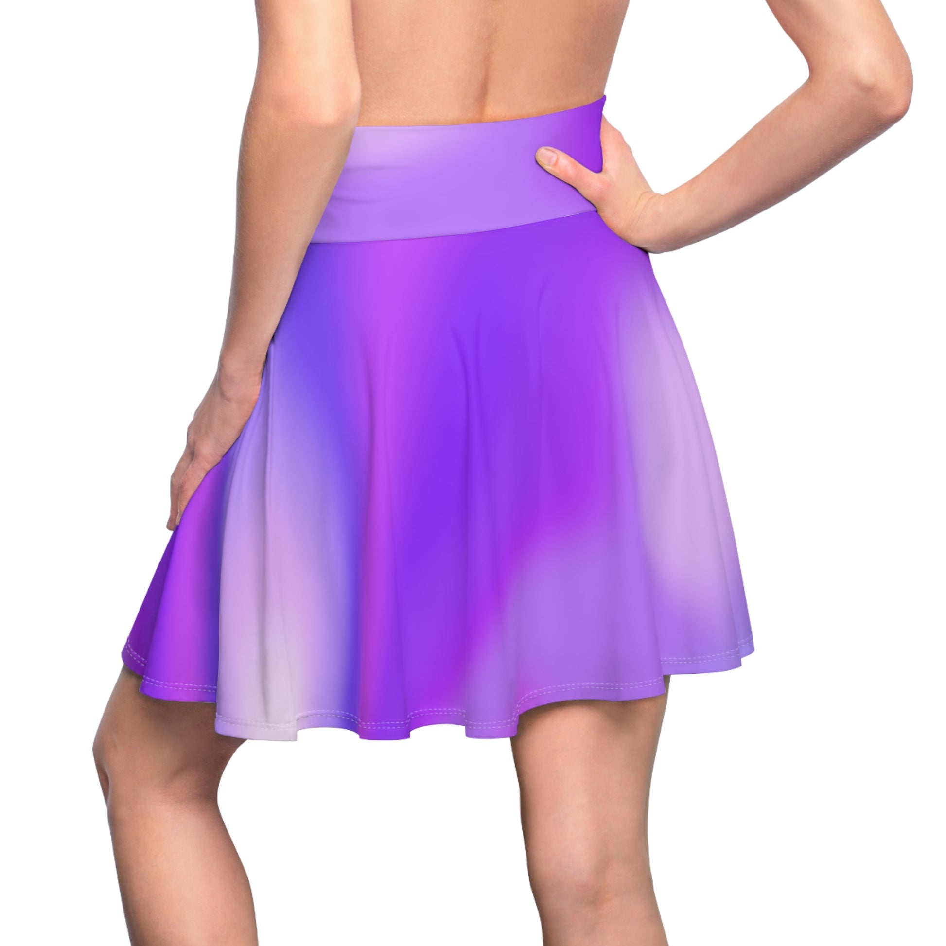 Purple Gradient Colored Skater Skirt - Versatile High Waist Ombre- Perfect for Mixing and Matching Colors (AOP) - Printspirationz