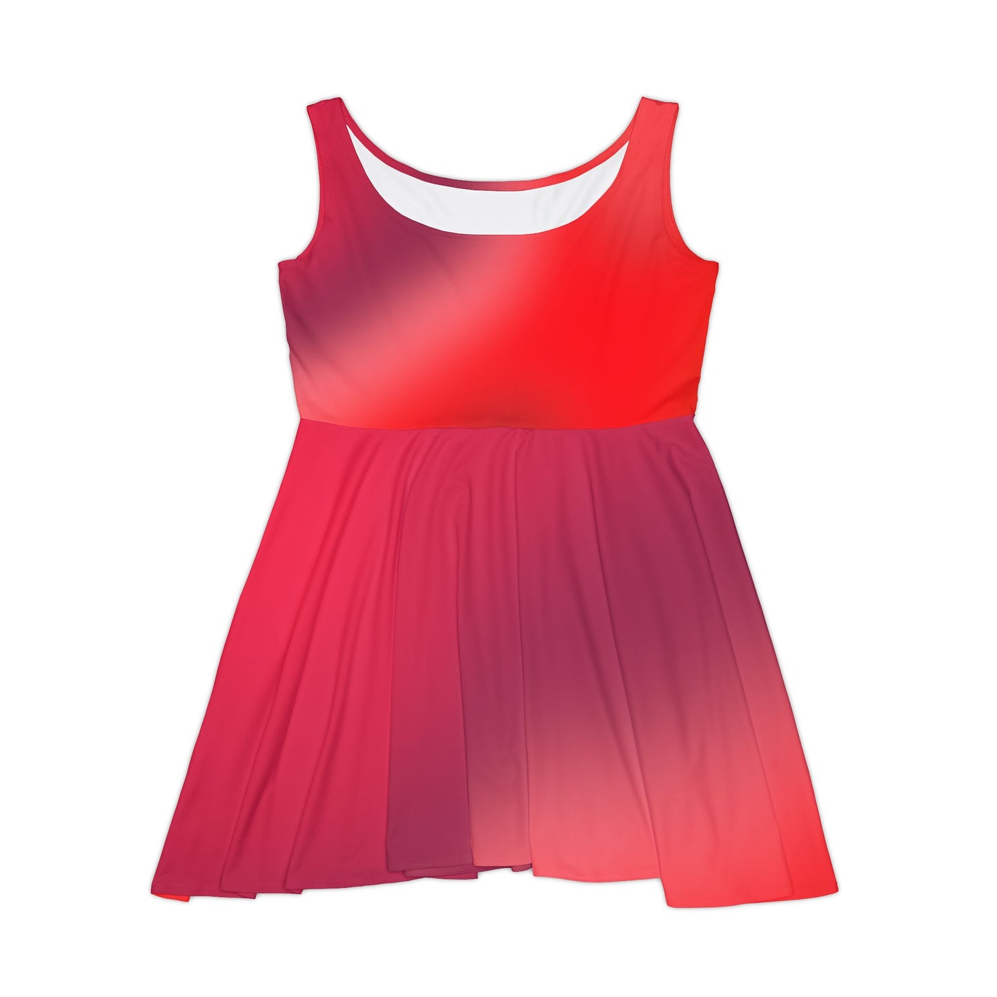 Red Gradient Bold Colored Skater Dress - Flowy & Flattering Fit,  Perfect for any Occasion - Printspirationz