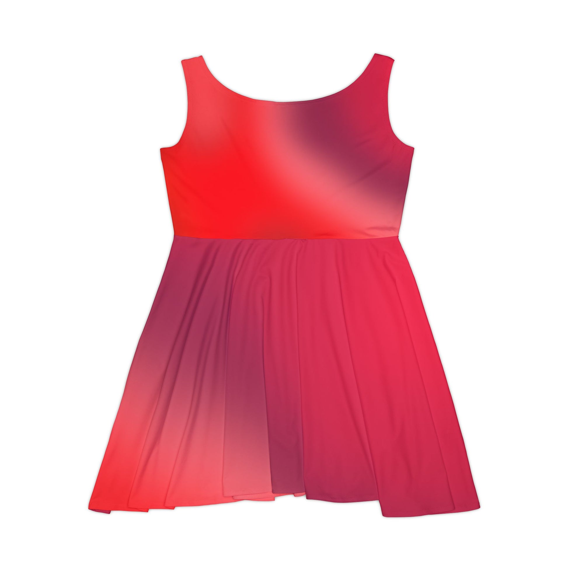 Red Gradient Bold Colored Skater Dress - Flowy & Flattering Fit,  Perfect for any Occasion - Printspirationz