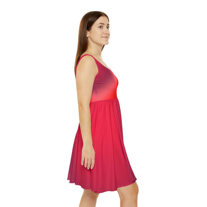 Red Gradient Bold Colored Skater Dress - Flowy & Flattering Fit,  Perfect for any Occasion - Printspirationz