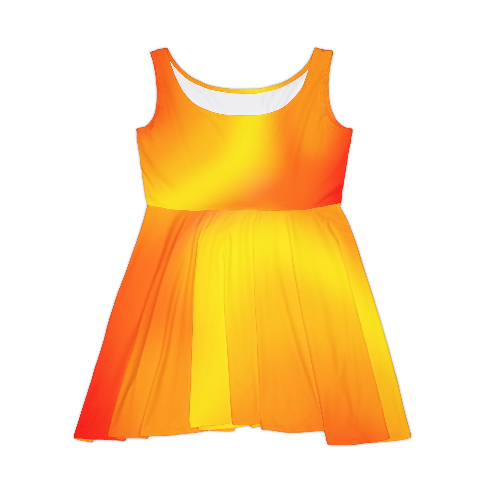 Vibrant Fire Tones Skater Dress - Red and Orange Gradient - Trendy Streetwear - Printspirationz