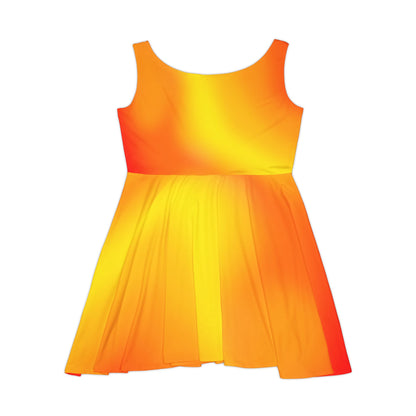 Vibrant Fire Tones Skater Dress - Red and Orange Gradient - Trendy Streetwear - Printspirationz