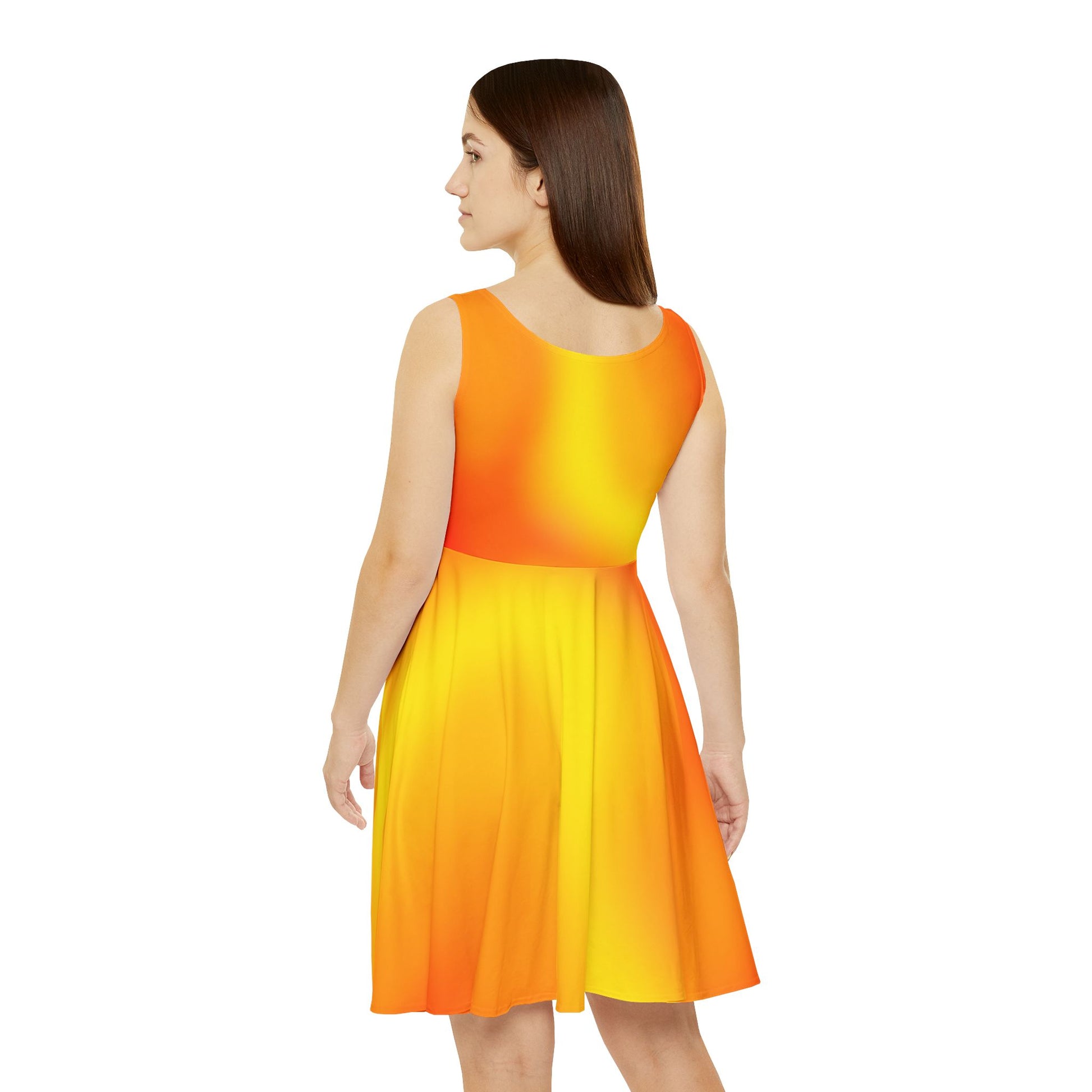 Vibrant Fire Tones Skater Dress - Red and Orange Gradient - Trendy Streetwear - Printspirationz
