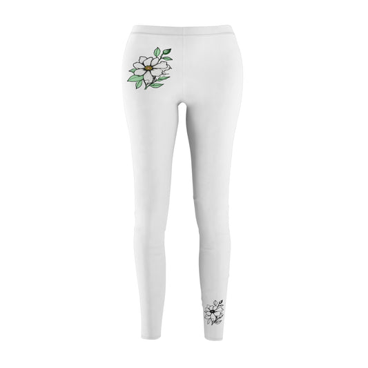 Stylish Floral Decal Casual Solid Leggings for Women - Versatile Cut & Sew Exercise, Skinny Fit, Sporty, Yoga Pants - Comfy Everyday Wear - Printspirationz