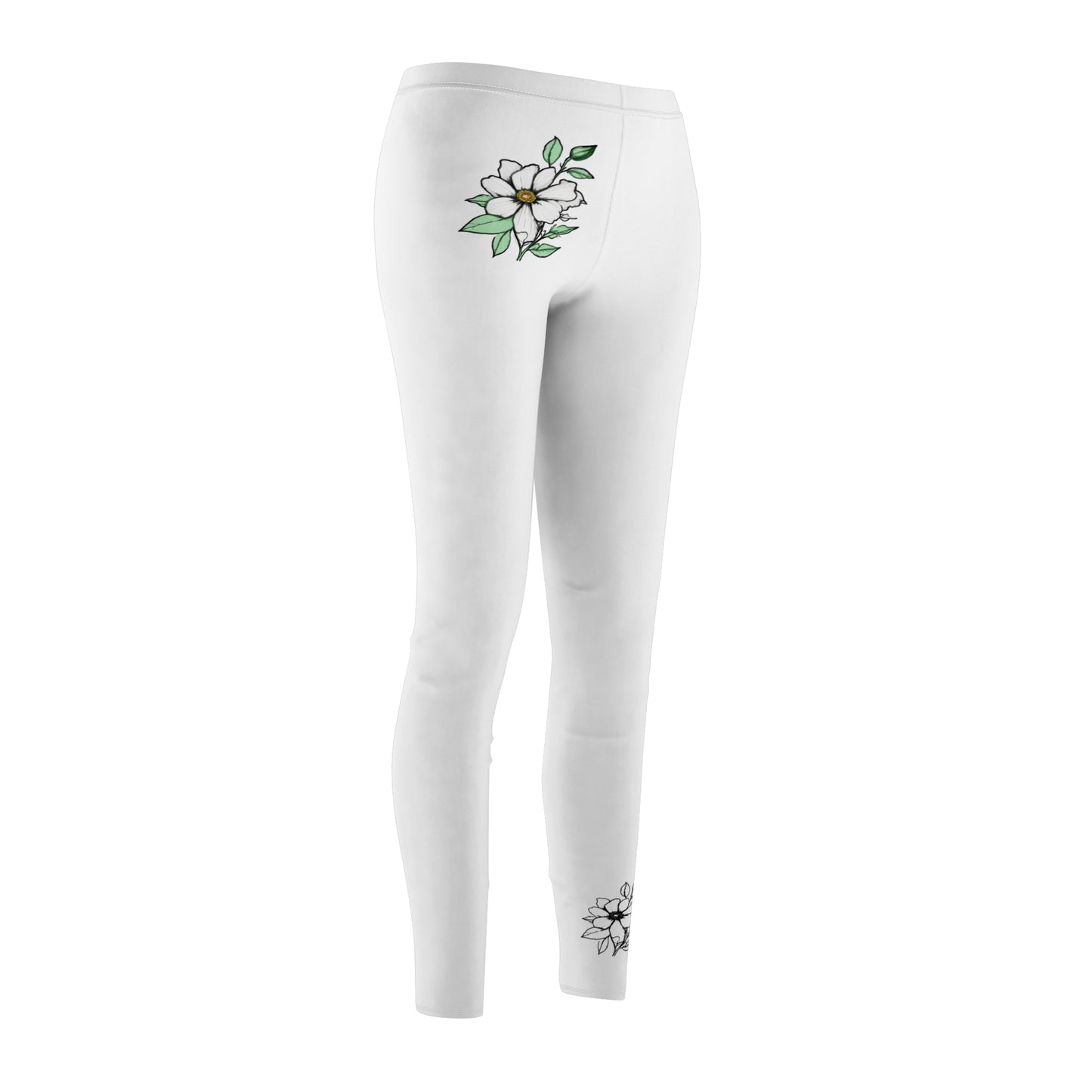 Stylish Floral Decal Casual Solid Leggings for Women - Versatile Cut & Sew Exercise, Skinny Fit, Sporty, Yoga Pants - Comfy Everyday Wear - Printspirationz