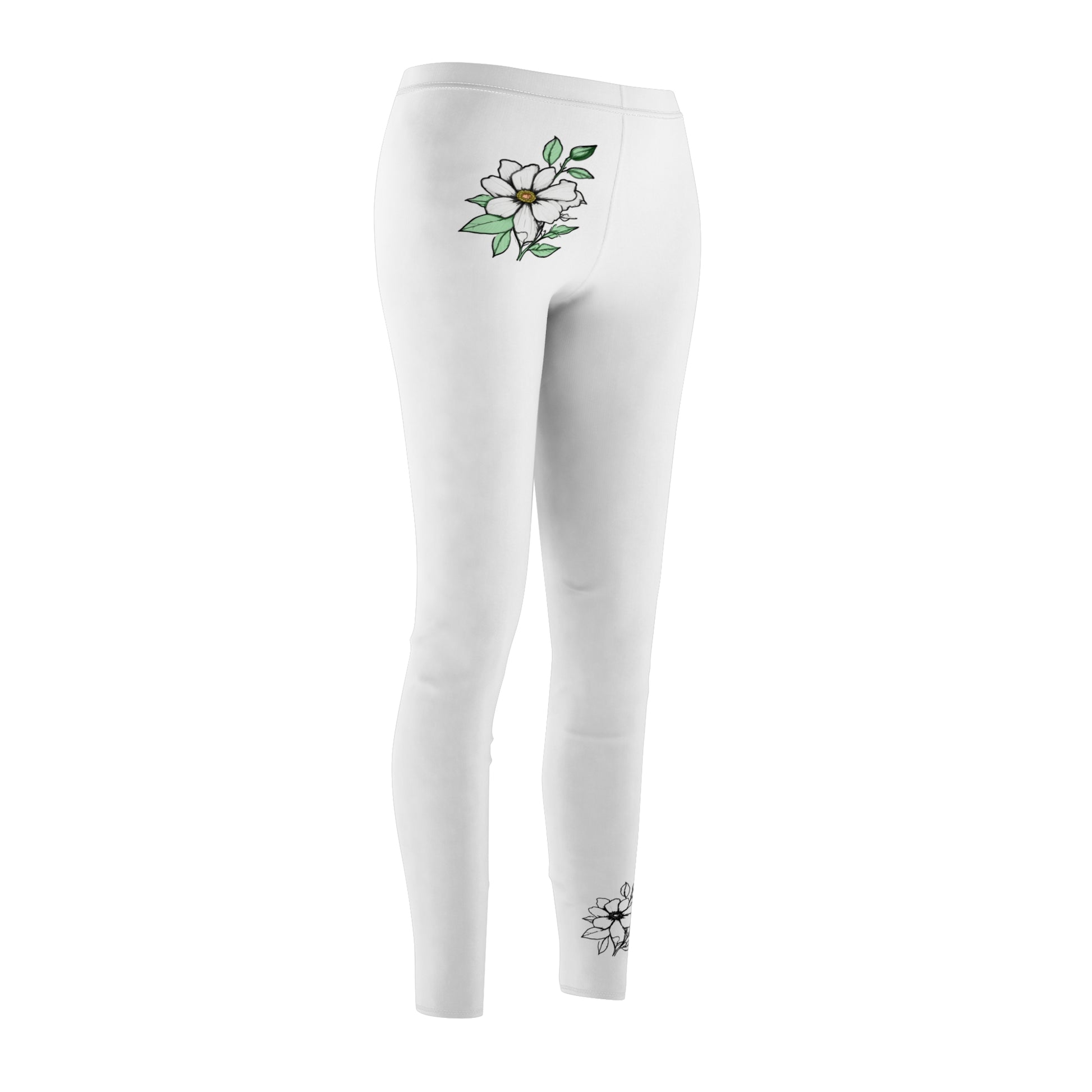 Stylish Floral Decal Casual Solid Leggings for Women - Versatile Cut & Sew Exercise, Skinny Fit, Sporty, Yoga Pants - Comfy Everyday Wear - Printspirationz