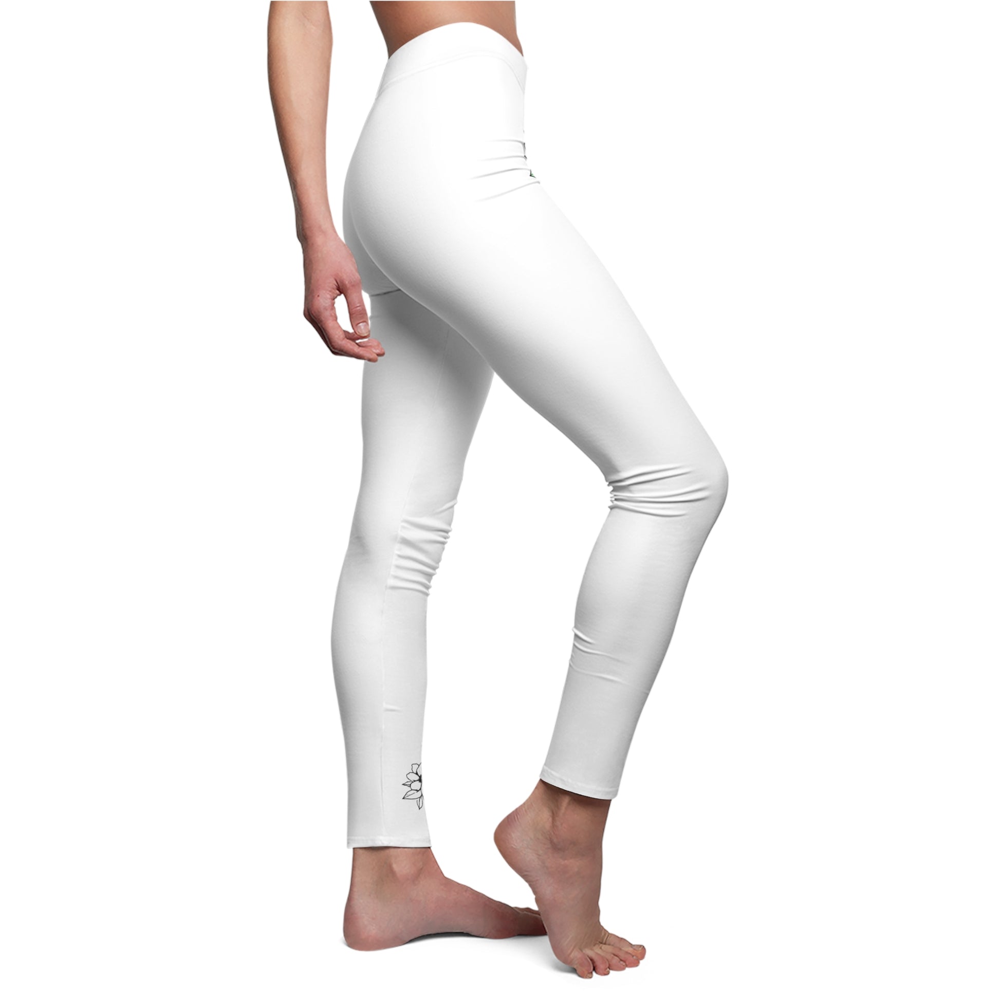 Stylish Floral Decal Casual Solid Leggings for Women - Versatile Cut & Sew Exercise, Skinny Fit, Sporty, Yoga Pants - Comfy Everyday Wear - Printspirationz