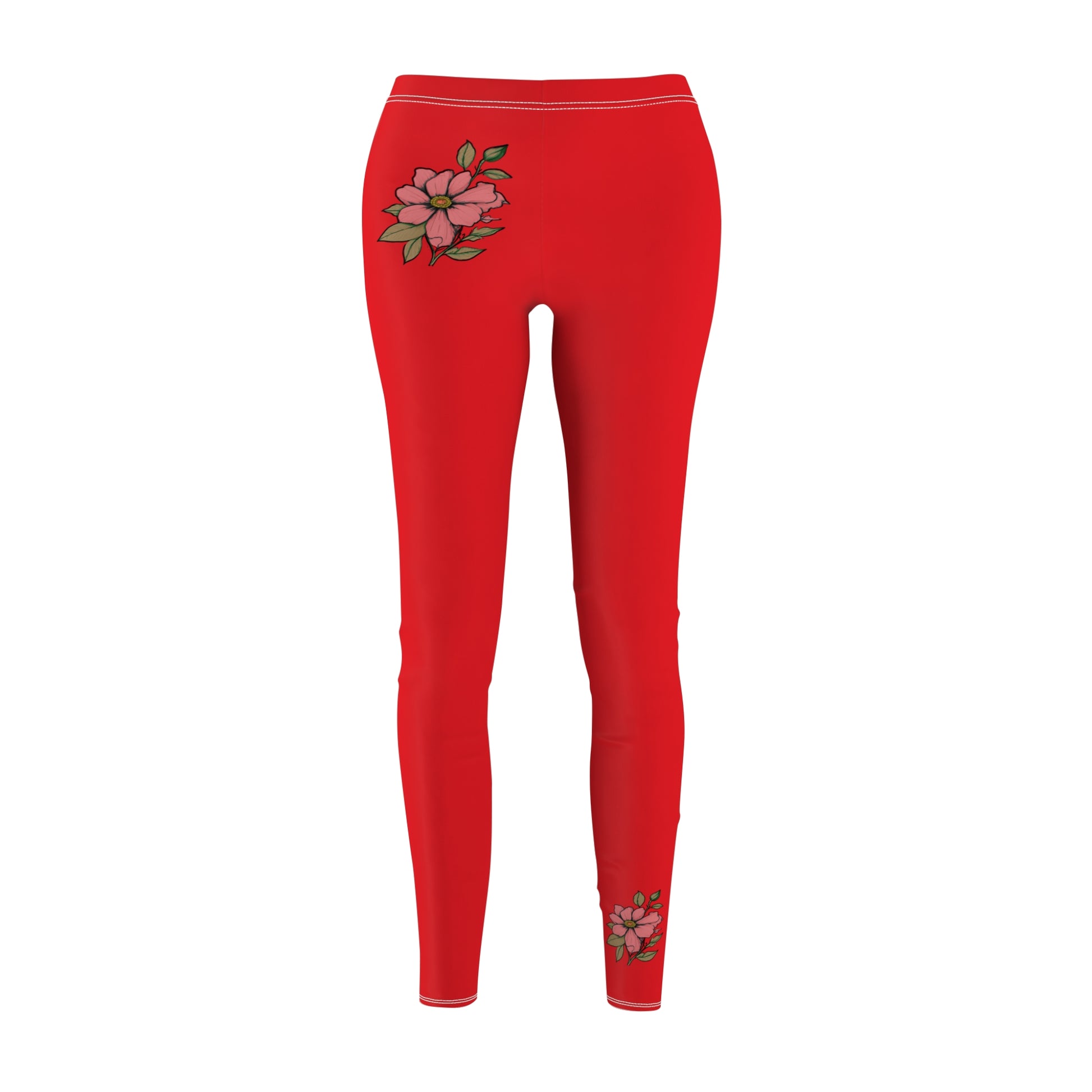 Stylish Floral Decal Casual Solid Leggings for Women - Versatile Cut & Sew Exercise, Skinny Fit, Sporty, Yoga Pants - Comfy Everyday Wear - Printspirationz