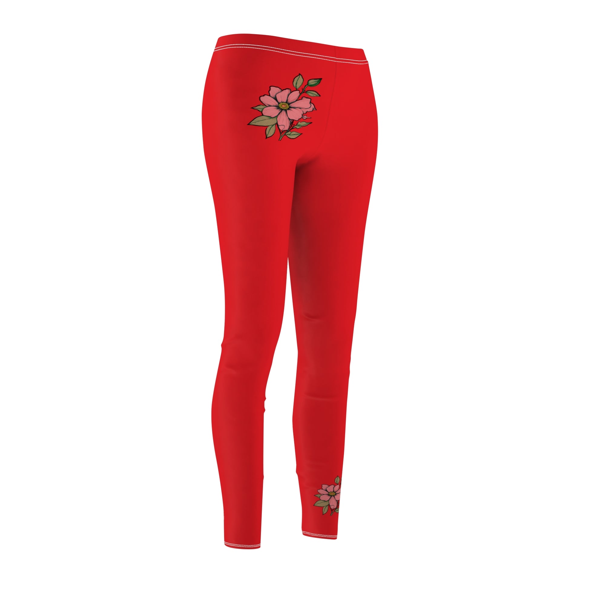 Stylish Floral Decal Casual Solid Leggings for Women - Versatile Cut & Sew Exercise, Skinny Fit, Sporty, Yoga Pants - Comfy Everyday Wear - Printspirationz