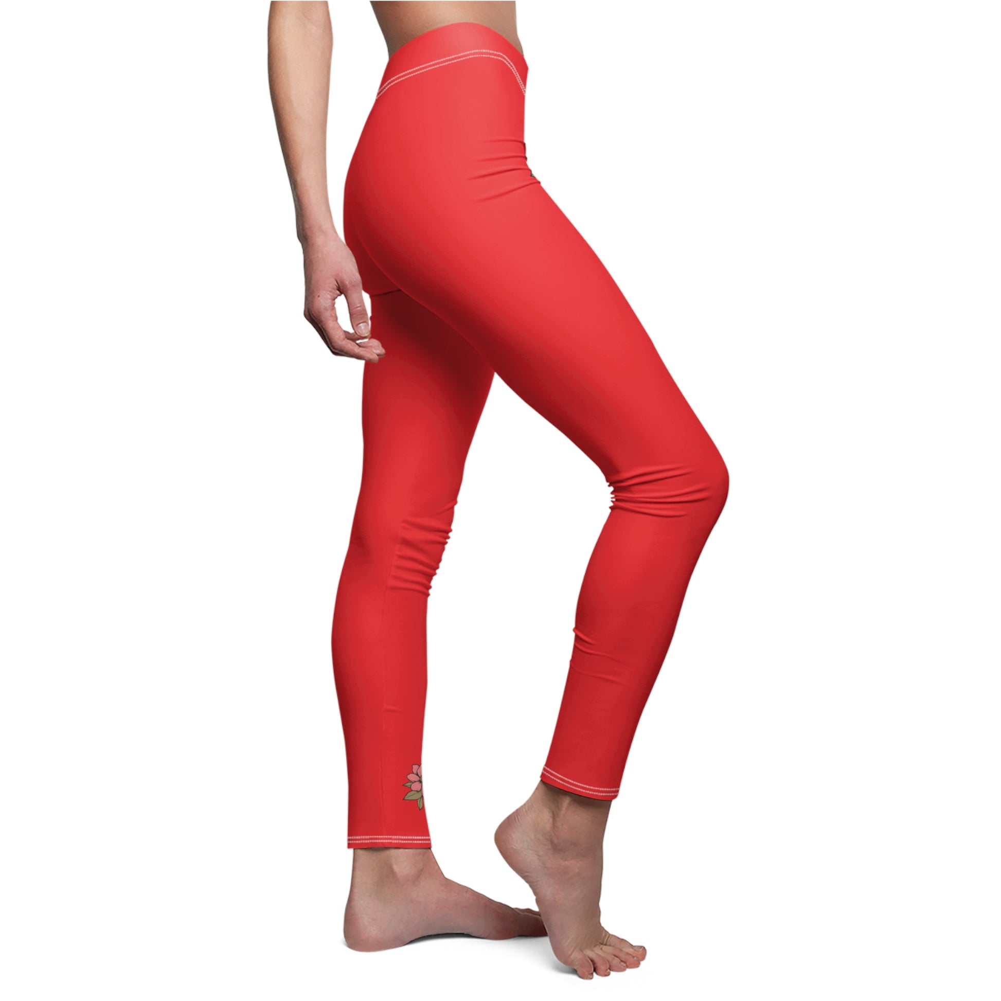 Stylish Floral Decal Casual Solid Leggings for Women - Versatile Cut & Sew Exercise, Skinny Fit, Sporty, Yoga Pants - Comfy Everyday Wear - Printspirationz
