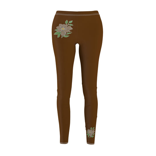 Stylish Floral Decal Casual Solid Leggings for Women - Versatile Cut & Sew Exercise, Skinny Fit, Sporty, Yoga Pants - Comfy Everyday Wear - Printspirationz