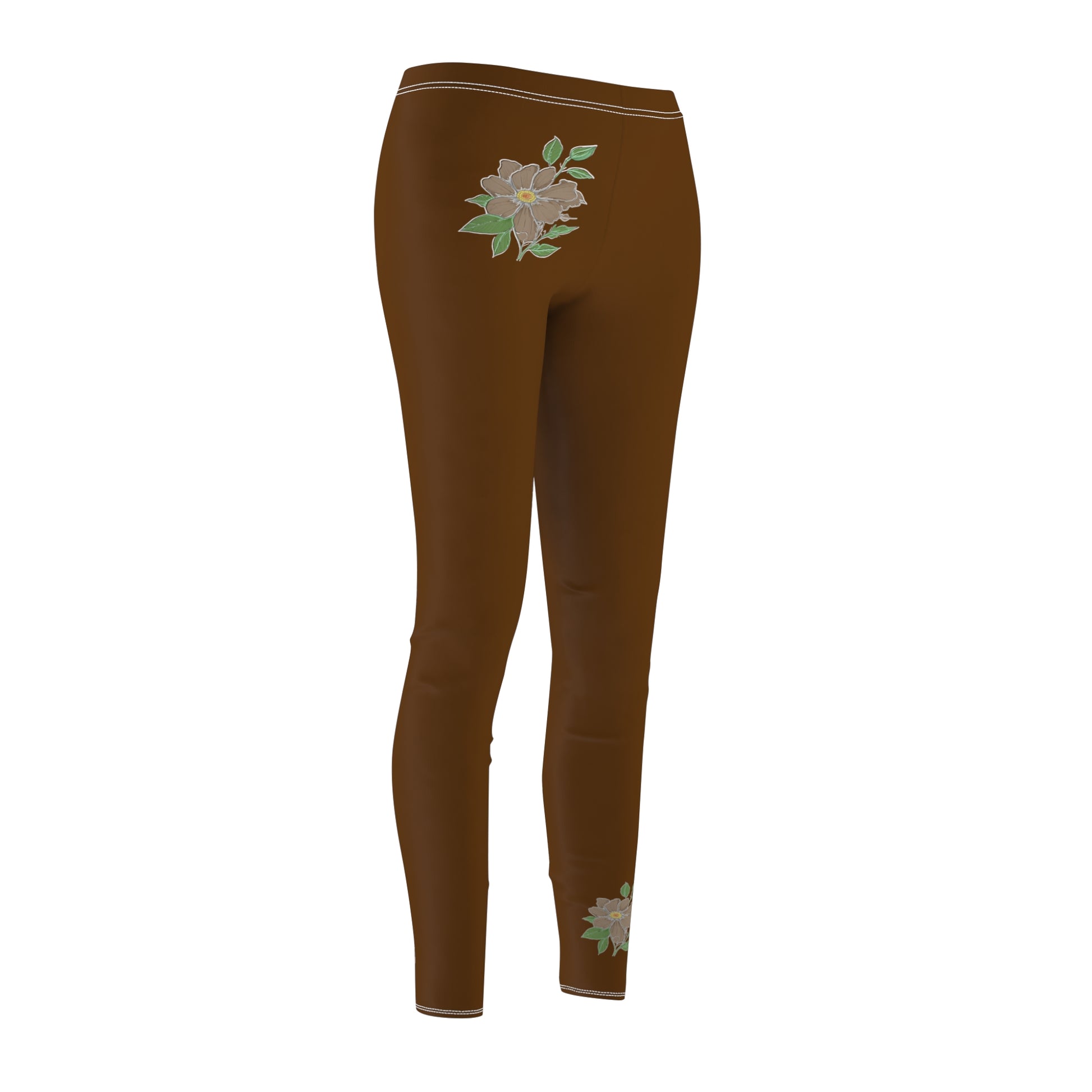 Stylish Floral Decal Casual Solid Leggings for Women - Versatile Cut & Sew Exercise, Skinny Fit, Sporty, Yoga Pants - Comfy Everyday Wear - Printspirationz