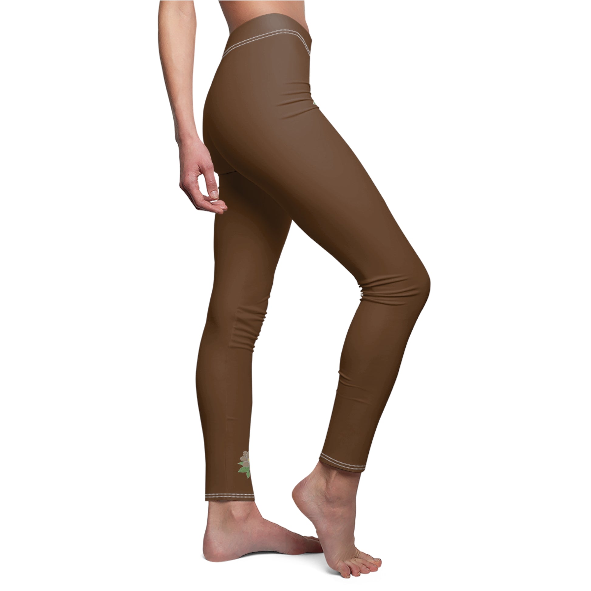 Stylish Floral Decal Casual Solid Leggings for Women - Versatile Cut & Sew Exercise, Skinny Fit, Sporty, Yoga Pants - Comfy Everyday Wear - Printspirationz