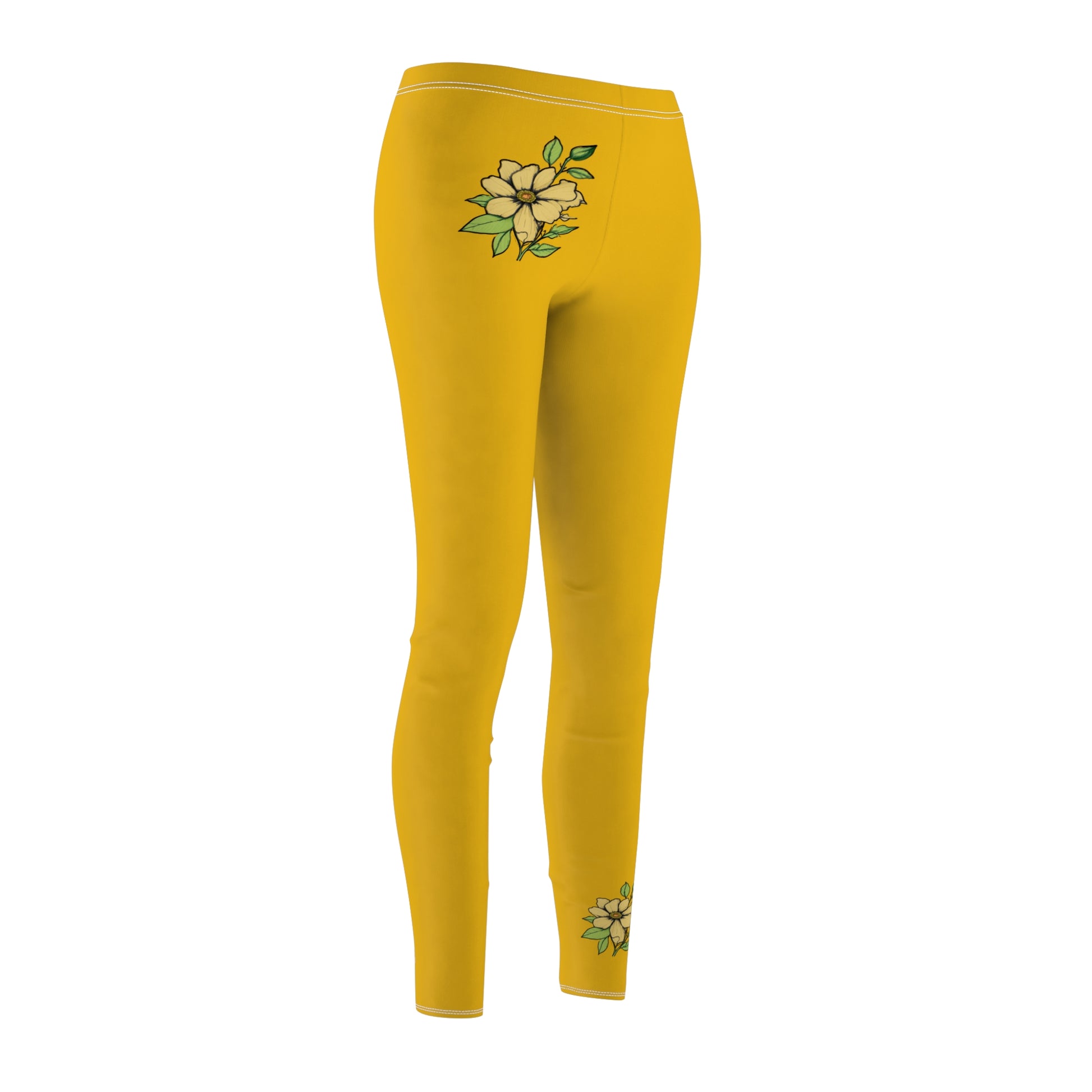 Stylish Floral Decal Casual Solid Leggings for Women - Versatile Cut & Sew Exercise, Skinny Fit, Sporty, Yoga Pants - Comfy Everyday Wear - Printspirationz