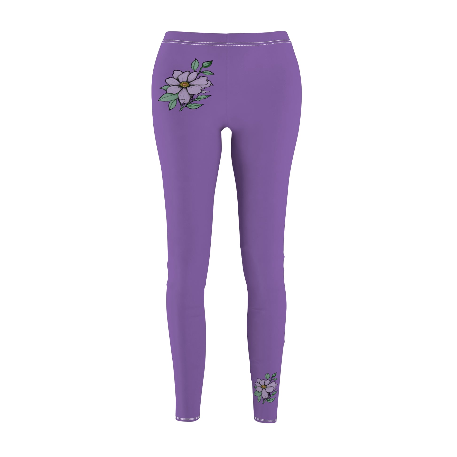 Stylish Floral Decal Casual Solid Leggings for Women - Versatile Cut & Sew Exercise, Skinny Fit, Sporty, Yoga Pants - Comfy Everyday Wear - Printspirationz
