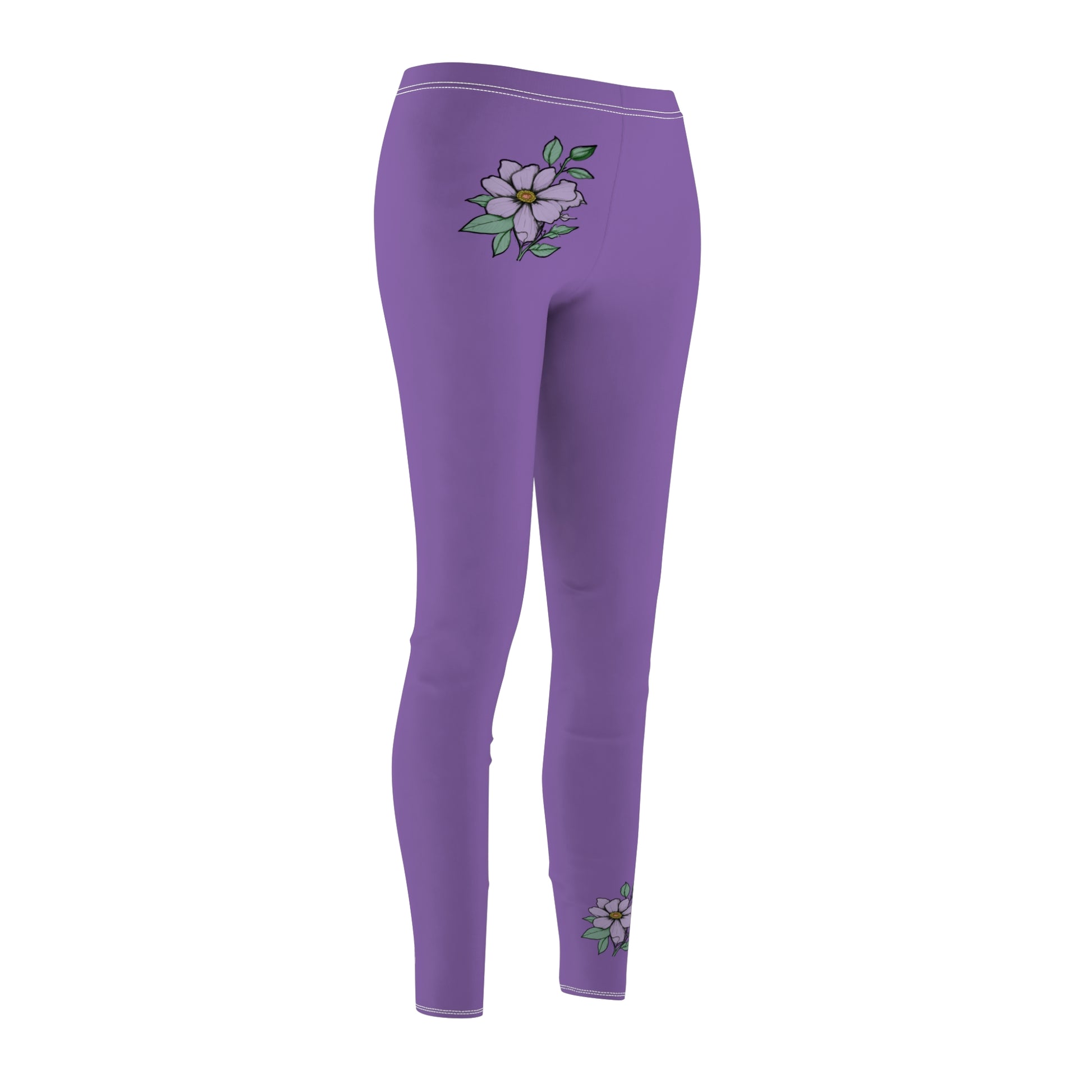 Stylish Floral Decal Casual Solid Leggings for Women - Versatile Cut & Sew Exercise, Skinny Fit, Sporty, Yoga Pants - Comfy Everyday Wear - Printspirationz