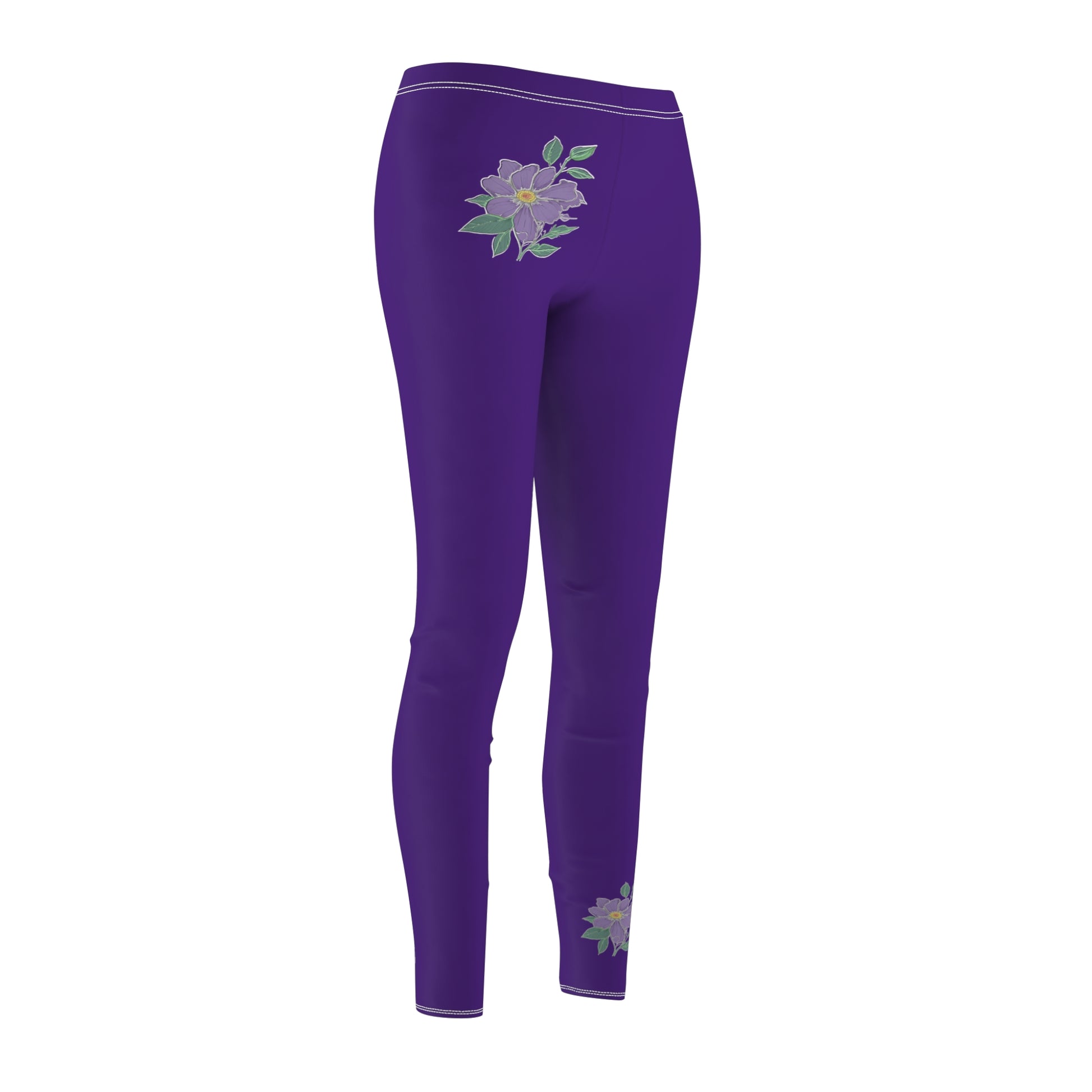 Stylish Floral Decal Casual Solid Leggings for Women - Versatile Cut & Sew Exercise, Skinny Fit, Sporty, Yoga Pants - Comfy Everyday Wear - Printspirationz